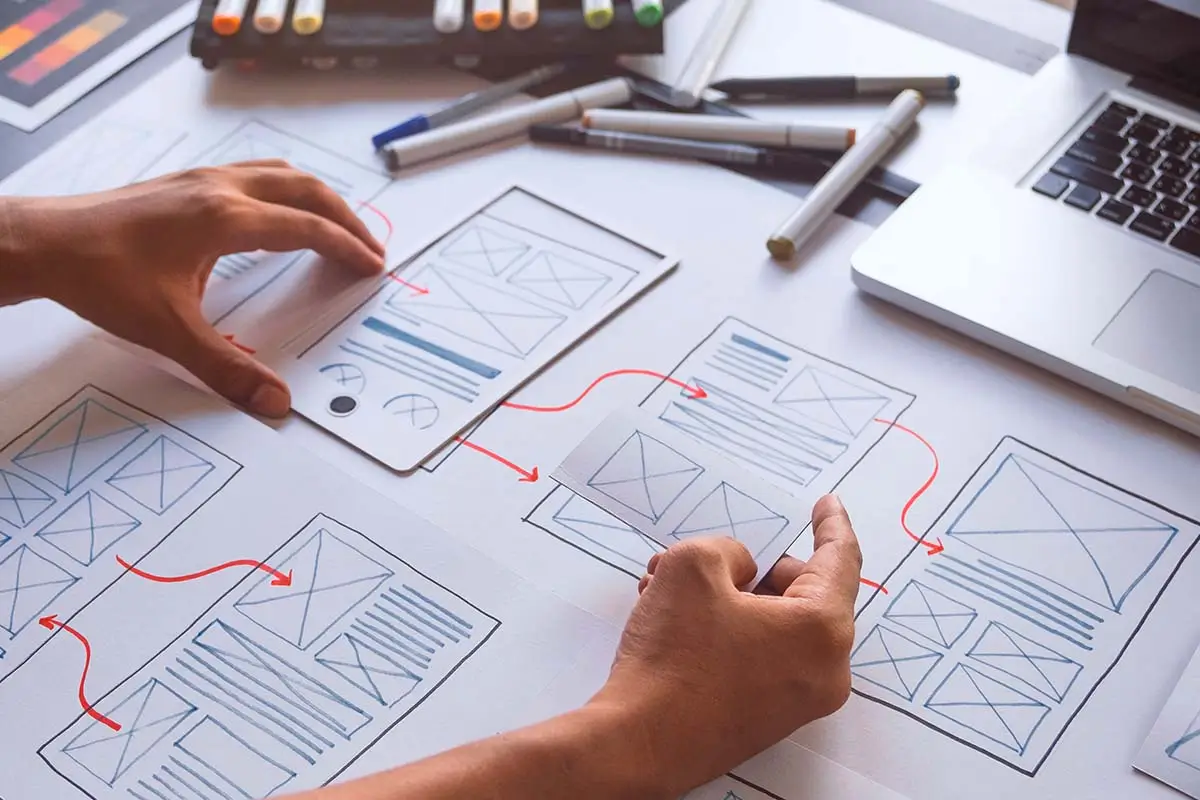 A modern and sleek digital consulting office scene featuring a group of diverse professionals engaged in a brainstorming session around a high-tech table.