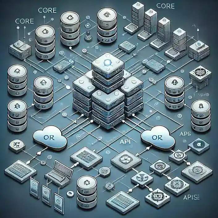 Imagen que busca ilustrar una arquitectura de microservicios. Es una imagen conceptual, de chips y un procesador.