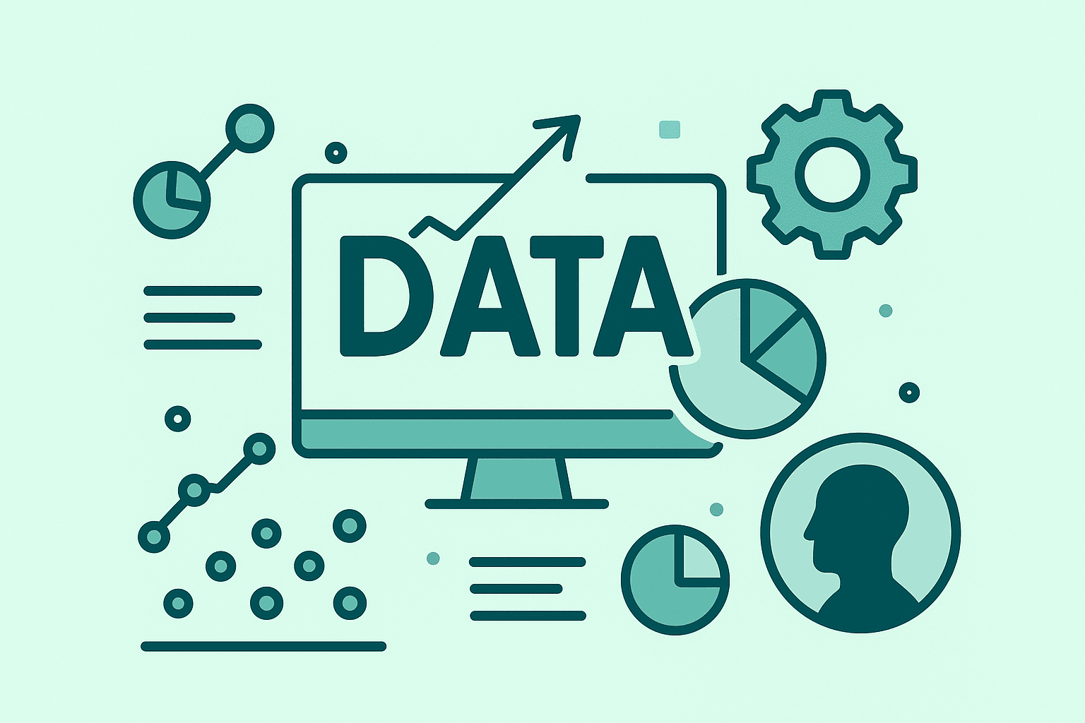 Imagen con gráficos y tuercas que representa los componentes de la Data