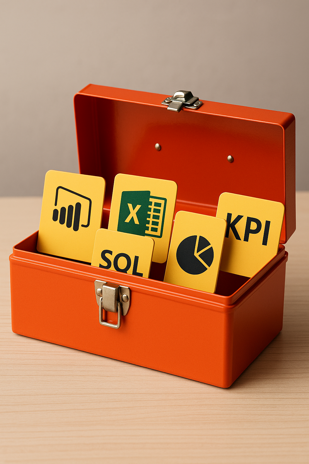 caja de herramientas con elementos de BI como SQL o excel