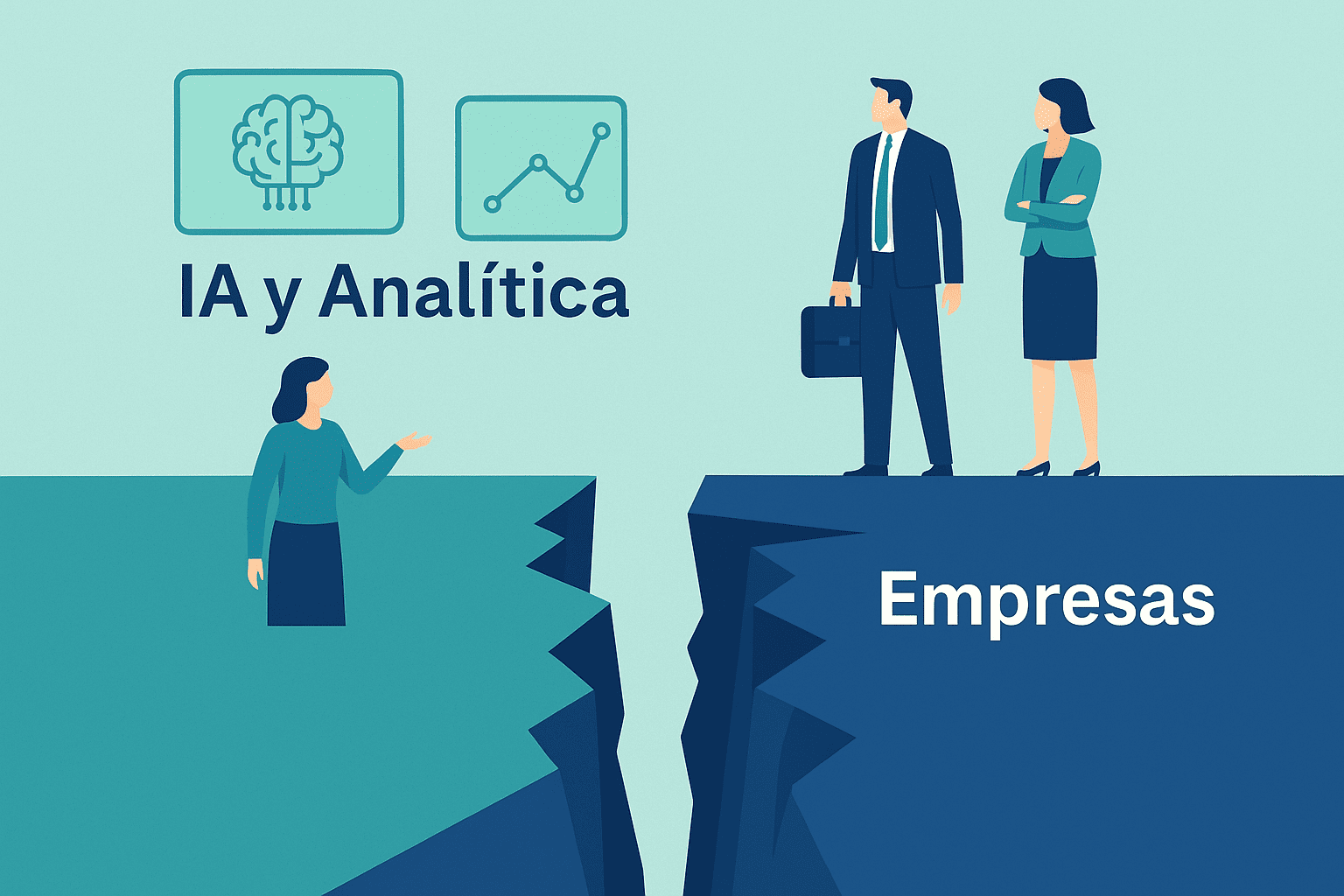 Trabajador alejándose de las empresas por falta de conocimiento en IA y analítica
